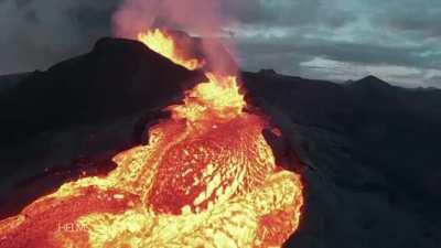 Drone Footage Of Crashing Into An Erupting Icelandic Volcano. Credit - Joey Helms