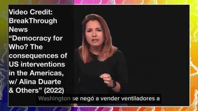 “Designed to promote regime change. An embargo they say is directed at the government, but makes harder, if not impossible, to for a three year old toddler to get a liver transplant that can save her life.” - Cuban Journalist Cristina Escobar Dominguez