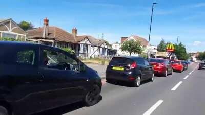 McDonald’s Drive-Thru in England yesterday...