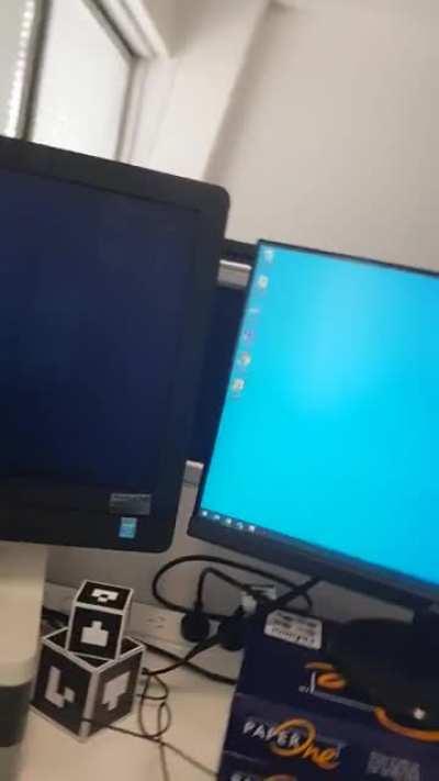 My two computer screens affected differently in polarized glasses