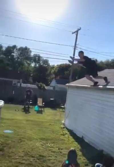 Jumping from the garage into the pool, WCGW?