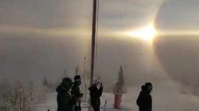 A solar parhelion, also known as a sun dog.