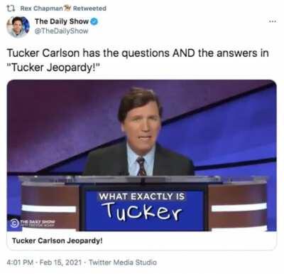 Tucker Carlson has the questions AND the answers in 