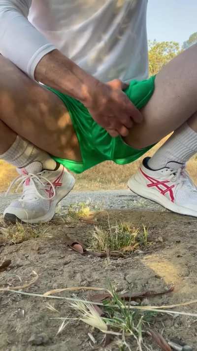 When I'm not driving my Uber, I'm stroking my cock in tiny shorts in Griffith Park