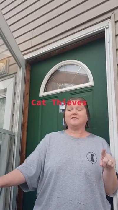 Cat thief gets confronted.