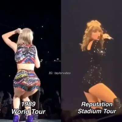 Her sexiest moves from the 1989 and Reputation tours side-by-side