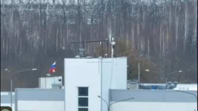 Destruction of surveillance cameras in the area of ​​the Pogar border checkpoint of the Bryansk Oblast, Russia.  Work of drone operators from the 61st Mechanized Brigade &quot;Stepova&quot; of the AFU (11/February/2024)