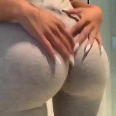 Teasing girls ass in yoga pants