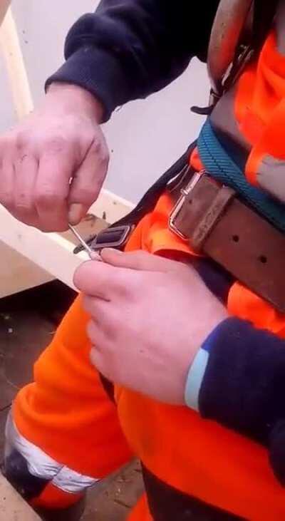 NSFW nail gun piercing