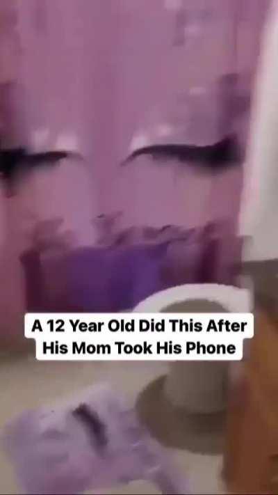 12 year old destroys the entire house after his mom took his phone