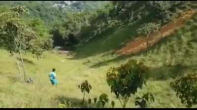 HMFT after guy rolls down big hill in tire