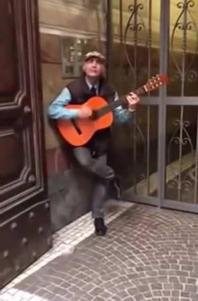 This man mimicking various instruments