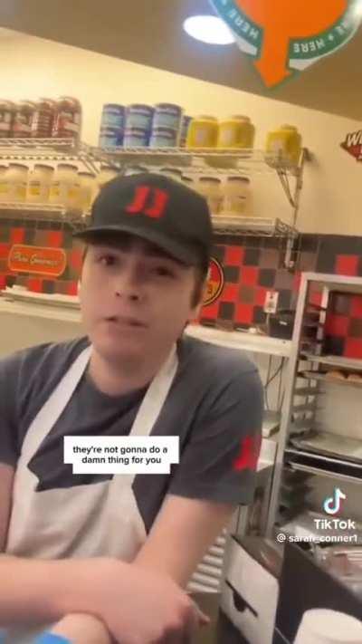 Man gets angry at Jimmy Johns employee because the system was down and they can't use cash