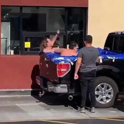 To try and and be cool at the drive through