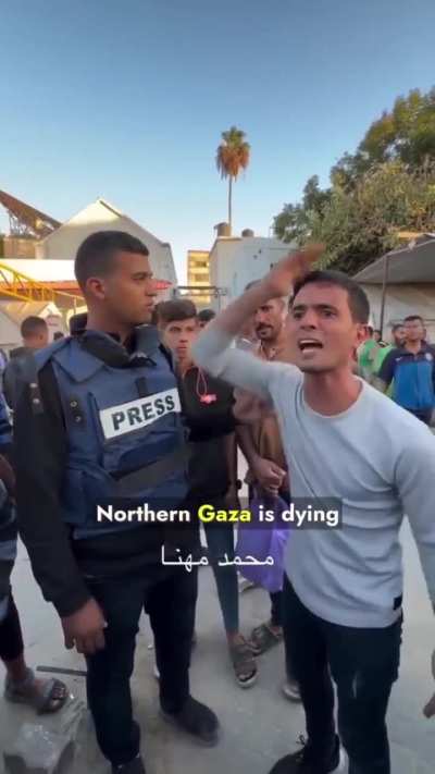 A young Palestinian man voices his frustration with the world's inaction to stop Israel's genocide: 