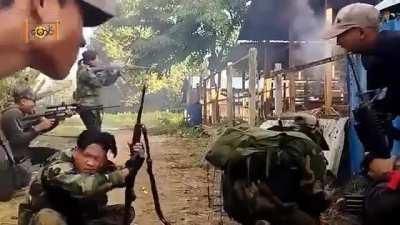 PDF (People's Defense Force) attacking a Myanmar Army (Tatmadaw) camp near Shwebo, Sagaing Region. (November 26-27, 2023)