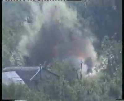 Russian vehicle getting blown up in Chechnya