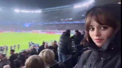 Jenna and her mom at a football game in Paris