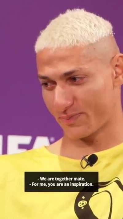 Richarlison in tears while talking about meeting Ronaldo and getting his support and what it means to him and his teammates!