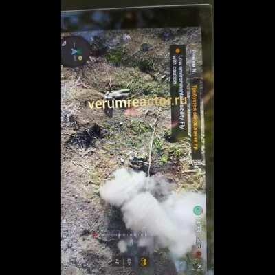 AFU soldiers targeted by russian drone drop first with smoke grenade, then explosive one. Date unknown. Music from source.