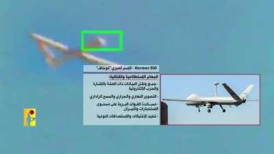 Hezb shooting down Elbit hermes 900 over south Lebanon with the 358 missile. 