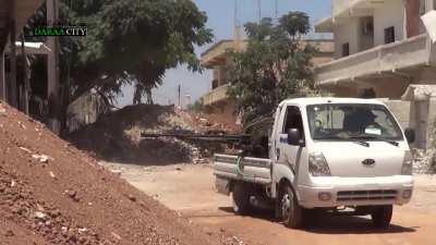 Kia Commercial Truck performs well as an FSA ZU-23-2 technical in Daraa - 8/6/2013