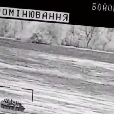 Ukrainian Stugna-P ATGM hit on a Russian BTR APC