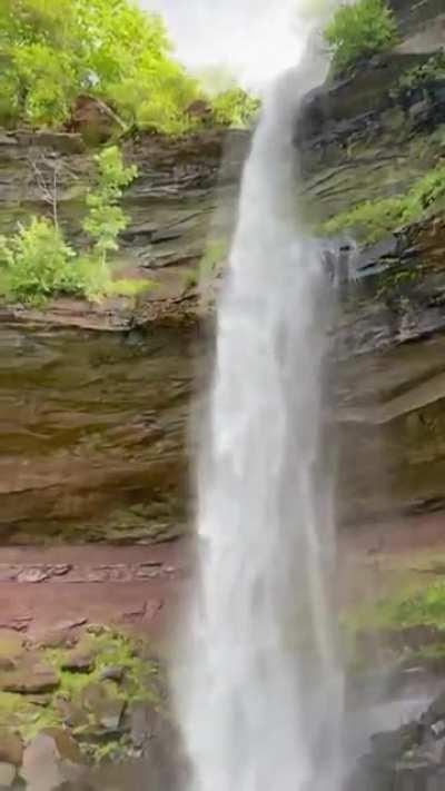 The reaction of a child who saw a waterfall for the first time in his life