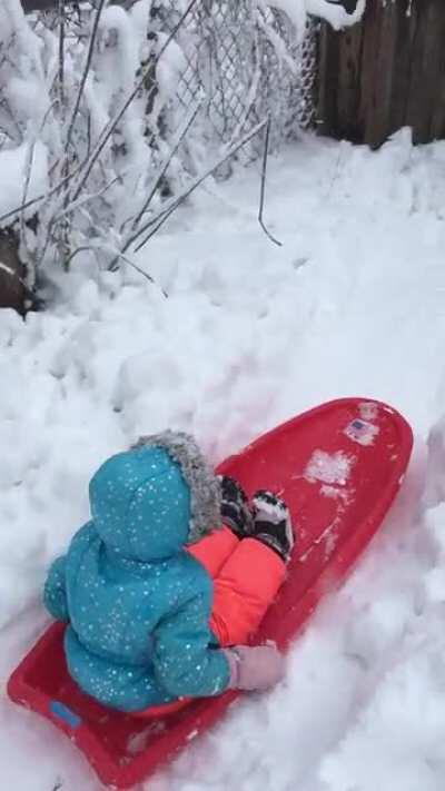 My husband spent 5 hours in the blizzard building a snow luge for our daughter!