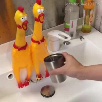 What if your water tap was two vomiting chickens?