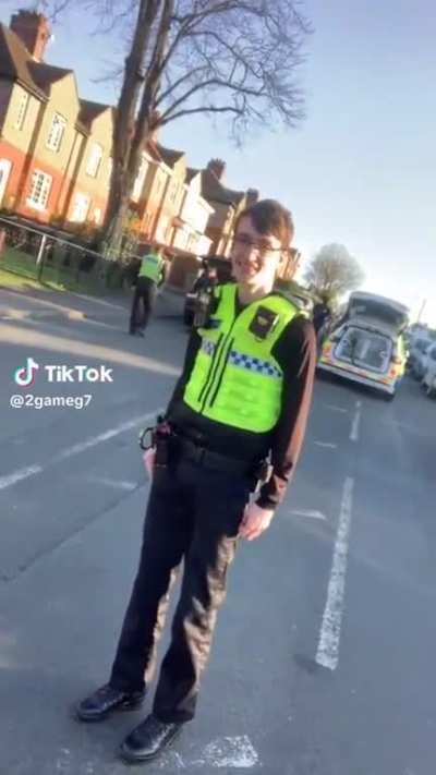 UK Policeman gets told he looks like Harry Potter. Little dudes first day on the job. 