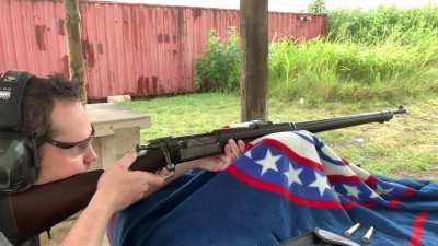 Old-school marksmanship: a “Springfield 1898” Krag–Jørgensen, .30-40 caliber.