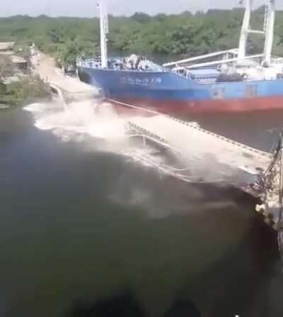 WCGW if the ship is larger than the bridge.