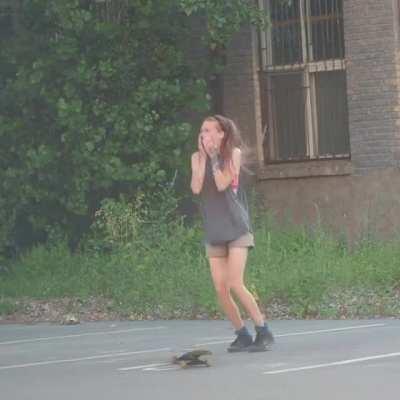 After years of trying woman finally lands her first kickflip