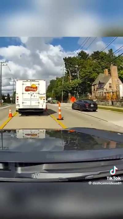 Bad merging in a construction zone