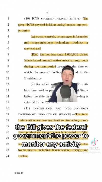 Regardless of how you feel about TikTok possibly being banned, the rest of what is in bill “S 686” is what’s terrifying