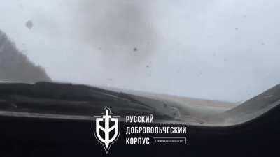 BTR-82A crew from Russian Volunteer Corps attacking against Russian army positions. Grayvoron, Belgorod Oblast, Russia. (March 2024)