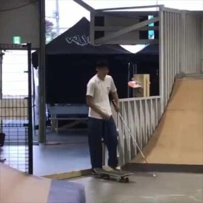 Blind guy skating