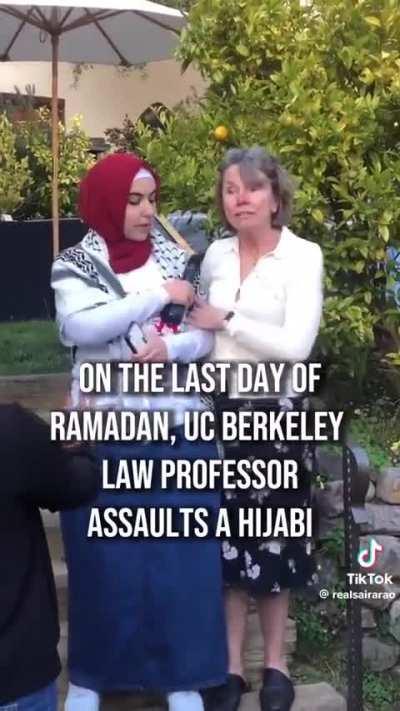 Hijabi trespassing professor's property, plays victim when confronted