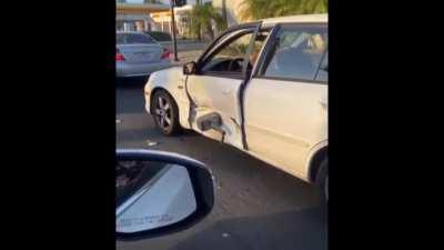 Man puts the Thors hammer to his broken car door instead of fixing it