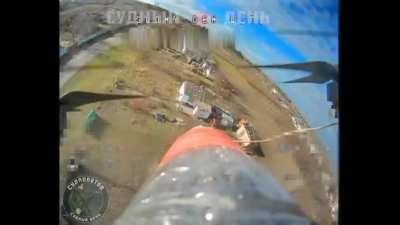 Russian FPV drone hit a house with civilians and a dog in one of the frontline areas