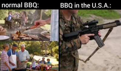 I wish all Americans can afford doing this, because such BBQ set seems expensive, many American can only afford shotguns or pistols.