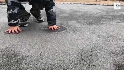 Slow Motion: Frozen Trampoline