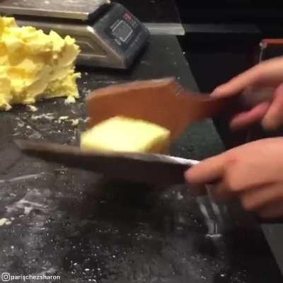 How butter is packed. Watch with the sound on