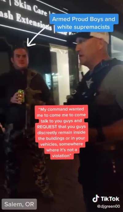 Cops letting Proud Boys break curfew