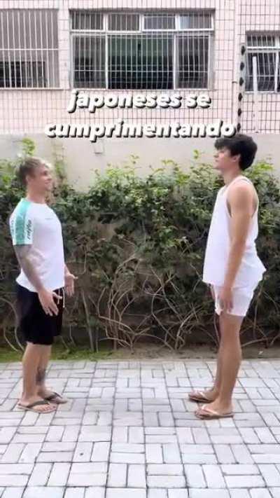 japanese greeting each other vs Brazilians greeting each other