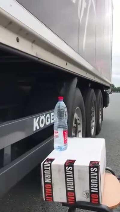 Truck water bottle challenge