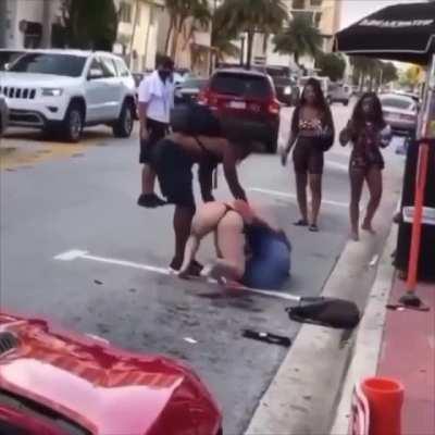 Female sumo wrestler takes things to the street.