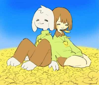 Chara and Asriel just chillin (By @ojirand)