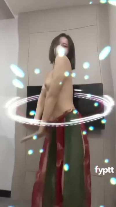 Asian girl making nude TikTok try on haul with anime song and filters